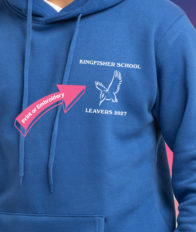 leavers hoodies with print and embroidery